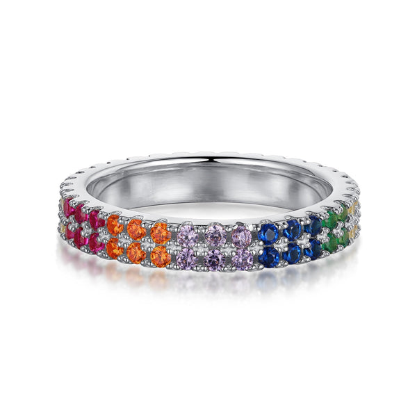<MAGIC>Unique Colorful Round Cut Tennis Ring