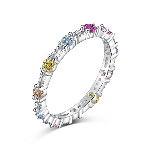 <MAGIC>Sparkling Colorful Round Cut Tennis Ring