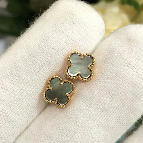 ˇMagic JewelryˇCLOVER MINI 9.5MM GRAY MOP EARRINGS
