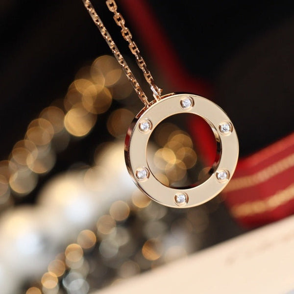 <MAGIC>LOVE NECKLACE 16MM 6 DIAMONDS PINK GOLD