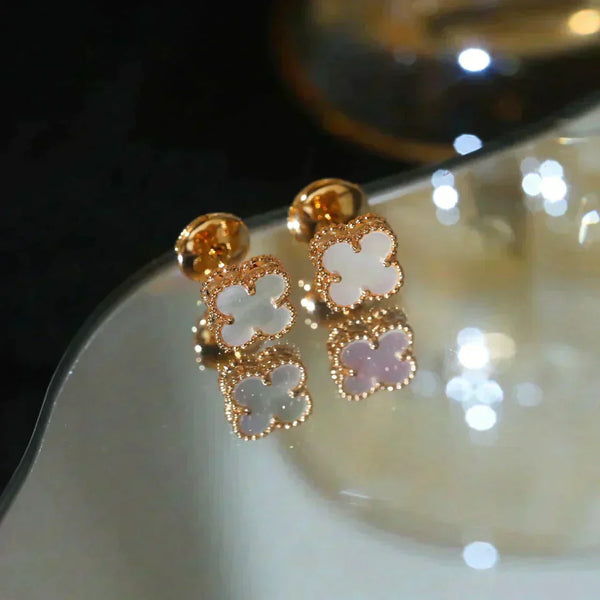 ˇMagic JewelryˇCLOVER MINI 9.5MM WHITE MOP EARRINGS