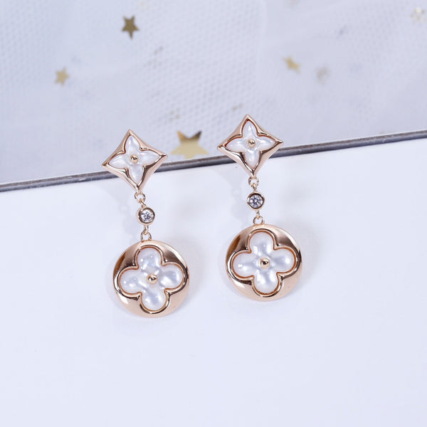 <MAGIC>STAR AND SUN PINK GOLD MOP DROP EARRINGS