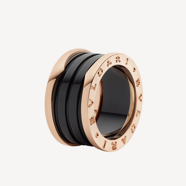 <MAGIC>ZERO 1 FOUR-BAND LOOPS AND BLACK CERAMIC SPIRAL PINK GOLD RING