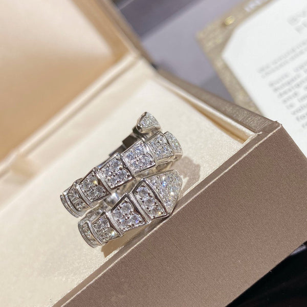 <MAGIC>SERPENTI DOUBLE RING SILVER DIAMOND PAVED