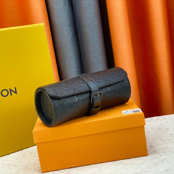 ETUI 3 MONTRES MONOGRAM TAURILLON BLACK CALFSKIN