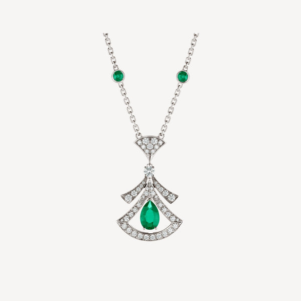 <MAGIC>DREAM NECKLACE MALACHITE DIAMOND SILVER