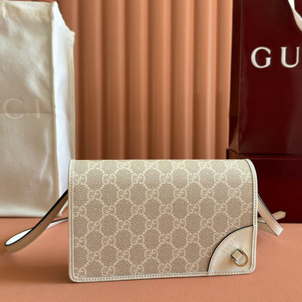 EMBLEM WALLET GG MONOGRAM 20 IN BEIGE AND WHITE SMOOTH CALFSKIN
