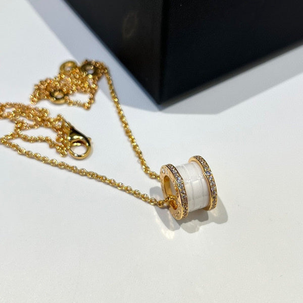 <MAGIC>ZERO 1 WHITE CERAMIC DIAMOND ROSE GOLD NECKLACE